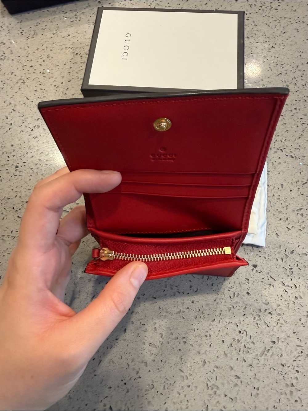Authentic Gucci Red Leather Card Wallet - Picture 7 of 12
